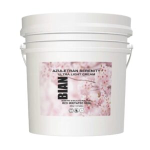 A white bucket labeled "Pro Collagen Marine Day Cream" with the brand name "BIAN." The label features a mountainous landscape and mentions it is suitable for dry and mature skin types